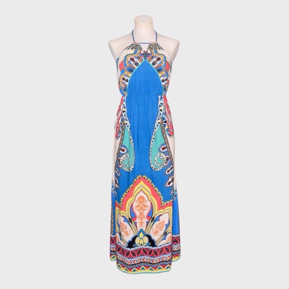 Flying Tomato Paisley Print Halter Maxi Dress